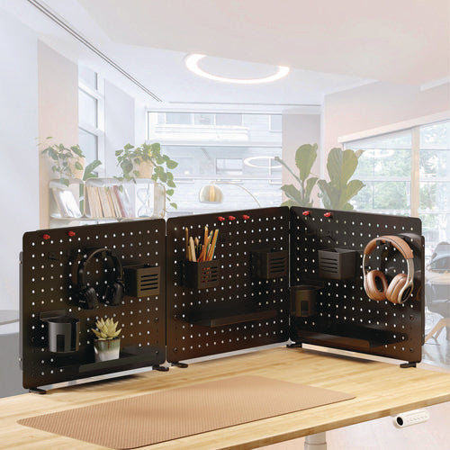 Image of Kantek Pegboard Organizer, Three Compartments, 20.58 x 1 x 17, Black, Steel