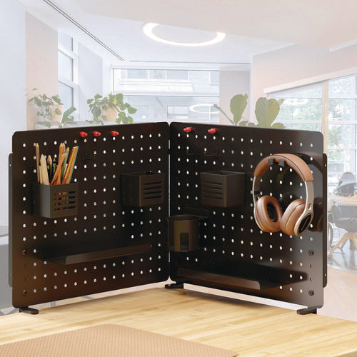 Image of Kantek Pegboard Organizer, Three Compartments, 20.58 x 1 x 17, Black, Steel