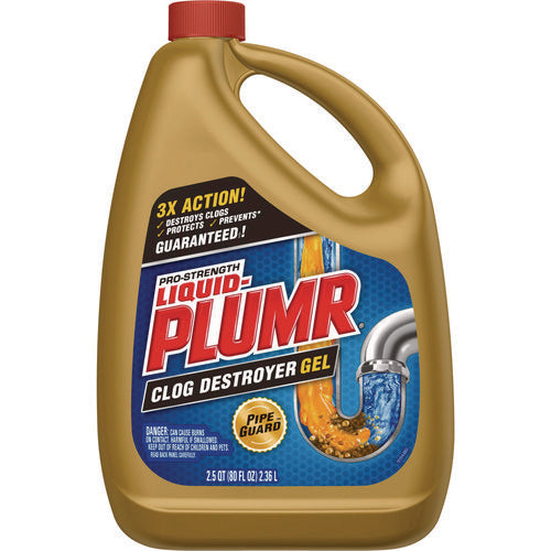 Image of Liquid Plumr® Pro-Strength Full Clog Destroyer Plus PipeGuard, Gel, 80 oz, 6/Carton