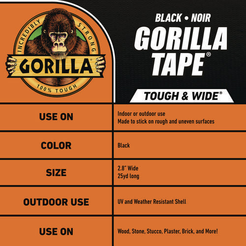 Image of Gorilla® Gorilla Tape, 3" Core, 2.88" x 25 yds, Black