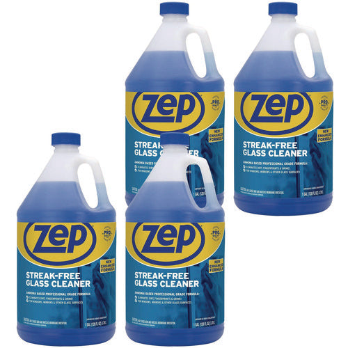 Image of Zep Commercial® Streak-Free Glass Cleaner, Pleasant Scent, 1 Gal Bottle, 4/carton