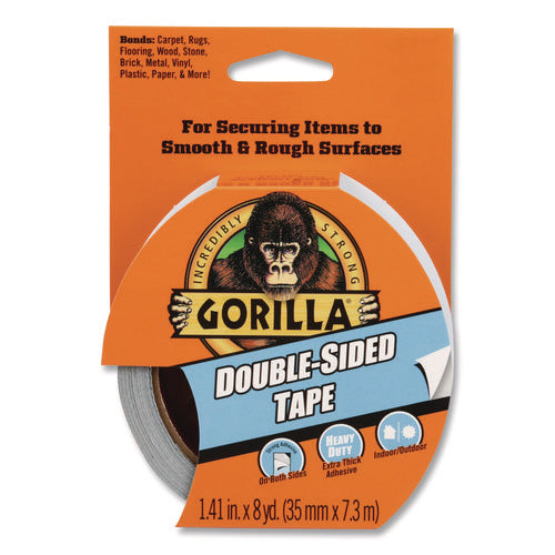 Image of Gorilla® Double-Sided Tape, 3" Core, 1.4" x 8 yds, Gray