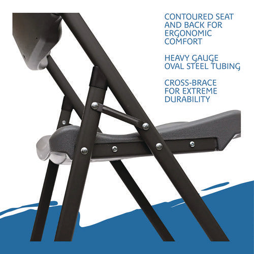 Image of Iceberg Rough n Ready Commercial Folding Chair, Supports Up to 350 lb, 15.25" Seat Height, Charcoal Seat, Charcoal Back, Silver Base