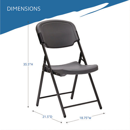 Image of Iceberg Rough n Ready Commercial Folding Chair, Supports Up to 350 lb, 15.25" Seat Height, Charcoal Seat, Charcoal Back, Silver Base