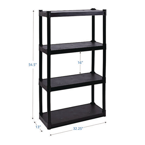 Image of Iceberg Rough n Ready Open Storage System, Four-Shelf, Injection-Molded Polypropylene, 32w x 13d x 54h, Black