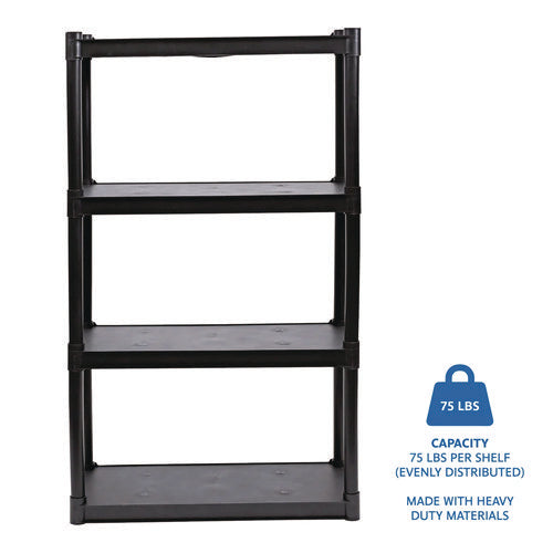 Image of Iceberg Rough n Ready Open Storage System, Four-Shelf, Injection-Molded Polypropylene, 32w x 13d x 54h, Black