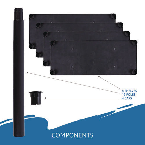 Image of Iceberg Rough n Ready Open Storage System, Four-Shelf, Injection-Molded Polypropylene, 32w x 13d x 54h, Black