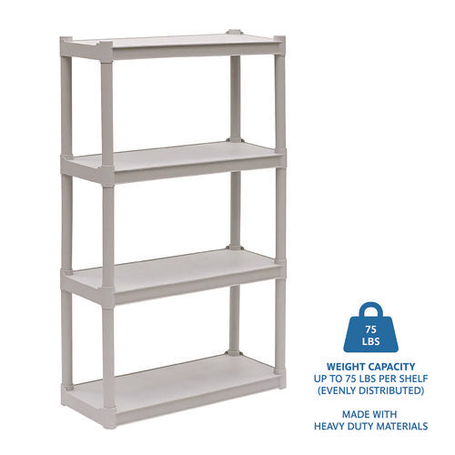 Image of Iceberg Rough n Ready Open Storage System, Four-Shelf, Injection-Molded Polypropylene, 32w x 13d x 54h, Platinum