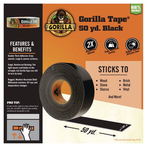 Image of Gorilla® Gorilla Tape, 3" Core, 1.88" x 50 yds, Black