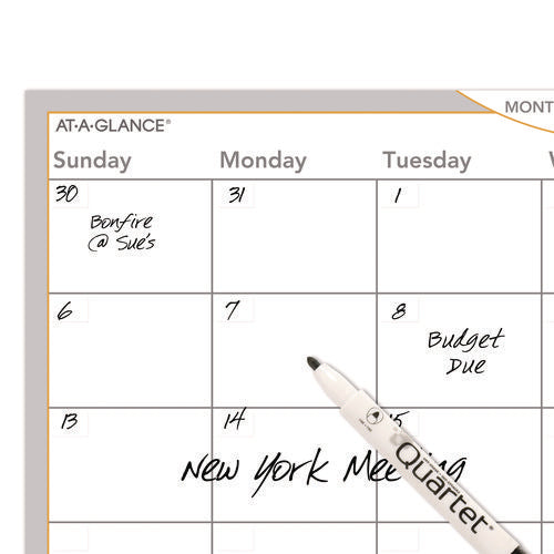 Image of AT-A-GLANCE® Wallmates Self-Adhesive Dry Erase Monthly Planning Surfaces, 18 X 12, White/gray/orange Sheets, Undated