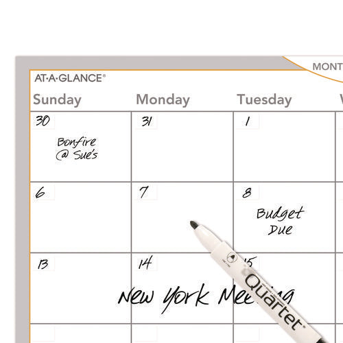 Image of AT-A-GLANCE® Wallmates Self-Adhesive Dry Erase Monthly Planning Surfaces, 36 X 24, White/gray/orange Sheets, Undated