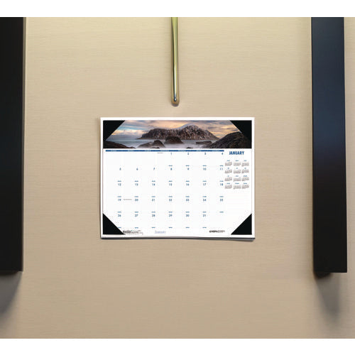 Image of House of Doolittle Earthscapes Recycled Monthly Desk Pad Calendar, Coastlines Photos, 22 x 17, Black Binding/Corners,12-Month (Jan-Dec): 2025