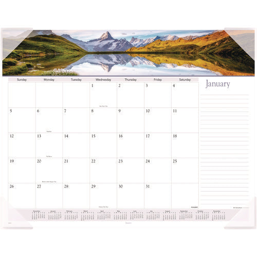 Image of AT-A-GLANCE® Landscape Panoramic Desk Pad, Landscapes Photography, 22 x 17, White Sheets, Clear Corners, 12-Month (Jan to Dec): 2025