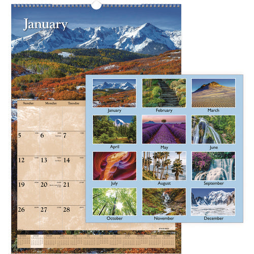 Image of AT-A-GLANCE® Scenic Monthly Wall Calendar, Landscape Photography, 15.5 x 22.75, White/Multicolor Sheets, 12-Month (Jan-Dec): 2025