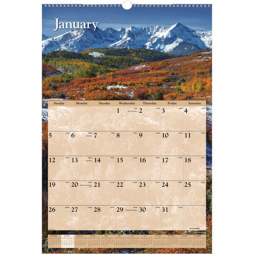 Image of AT-A-GLANCE® Scenic Monthly Wall Calendar, Landscape Photography, 15.5 x 22.75, White/Multicolor Sheets, 12-Month (Jan-Dec): 2025