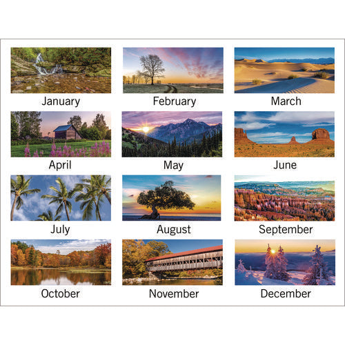 Image of AT-A-GLANCE® Scenic Three-Month Wall Calendar, Landscape Photography, 12 x 27, White Sheets, 14-Month: Dec 2024 to Jan 2026