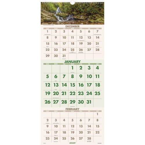 Image of AT-A-GLANCE® Scenic Three-Month Wall Calendar, Landscape Photography, 12 x 27, White Sheets, 14-Month: Dec 2024 to Jan 2026