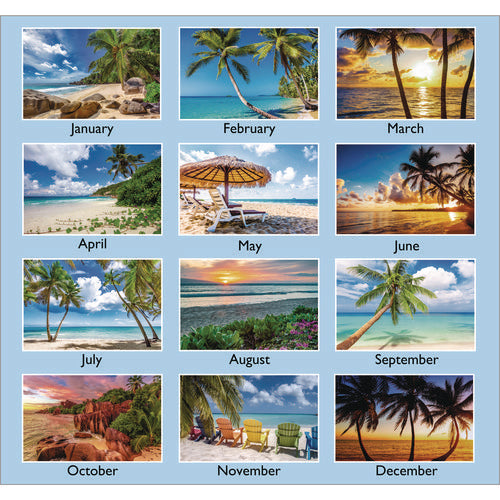 Image of AT-A-GLANCE® Tropical Escape Wall Calendar, Tropical Escape Photography, 15 x 12, Pale Blue/Multicolor Sheets, 12-Month (Jan to Dec): 2025