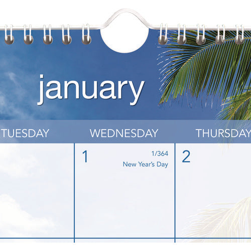 Image of AT-A-GLANCE® Tropical Escape Wall Calendar, Tropical Escape Photography, 15 x 12, Pale Blue/Multicolor Sheets, 12-Month (Jan to Dec): 2025