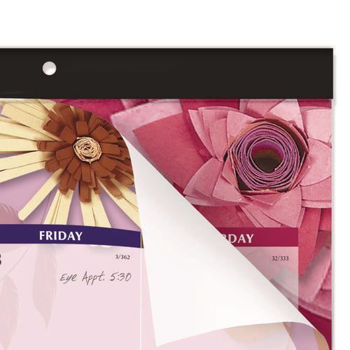 Image of AT-A-GLANCE® Paper Flowers Desk Pad, Floral Artwork, 22 x 17, Black Binding, Clear Corners, 12-Month (Jan to Dec): 2025