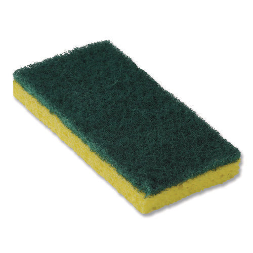 Image of Americo® Resort Cut Scrub Sponge, Medium Duty, 6.25 x 3.18, Green/Yellow, 40/Carton