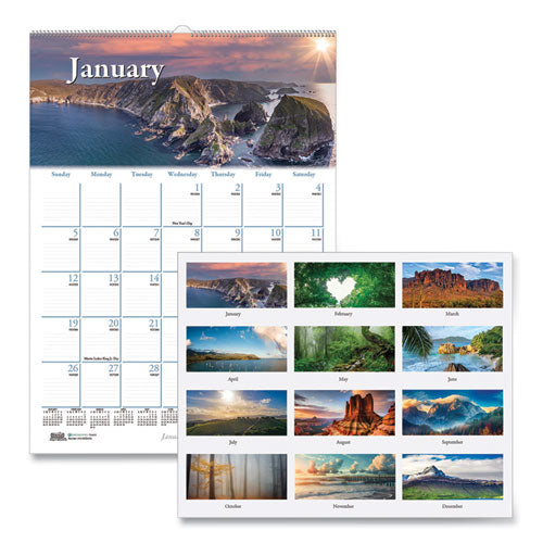 Image of House of Doolittle Earthscapes Recycled Monthly Wall Calendar, Scenic Beauty Photography, 12 x 16.5, White Sheets, 12-Month (Jan-Dec): 2025