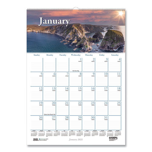 Image of House of Doolittle Earthscapes Recycled Monthly Wall Calendar, Scenic Beauty Photography, 12 x 16.5, White Sheets, 12-Month (Jan-Dec): 2025