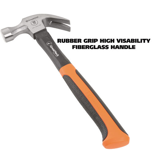 Image of Great Neck® 16 oz Claw Hammer with High-Visibility Orange Fiberglass Handle