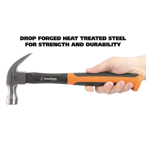 Image of Great Neck® 16 oz Claw Hammer with High-Visibility Orange Fiberglass Handle