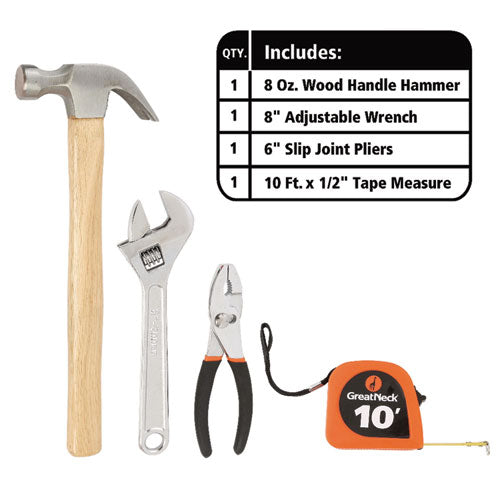 Image of Great Neck® 16-Piece Light-Duty Office Tool Kit, Metal Box, Red