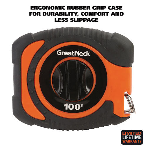 Image of Great Neck® English Rule Measuring Tape, 0.38" x 100 ft, Steel, Yellow