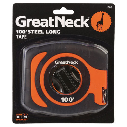 Image of Great Neck® English Rule Measuring Tape, 0.38" x 100 ft, Steel, Yellow