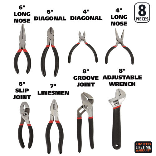 Image of Great Neck® 8-Piece Steel Pliers And Wrench Tool Set