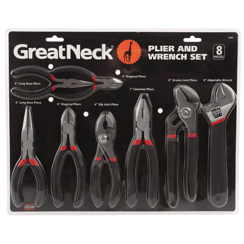 Image of Great Neck® 8-Piece Steel Pliers And Wrench Tool Set
