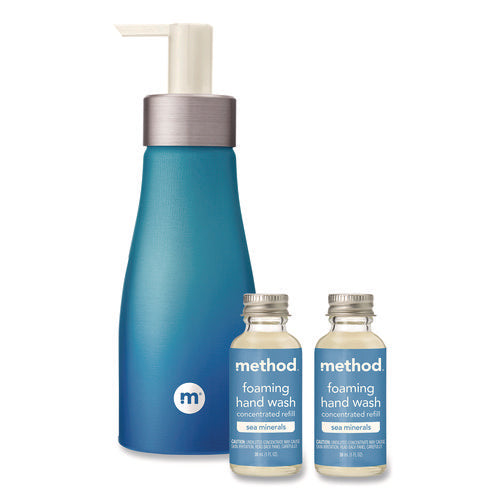 Image of Method® Refill + Reuse Foaming Hand Soap Refill Kit, Sea Minerals, (2) 1 oz Refill Bottles, 10 oz Dispenser Bottle