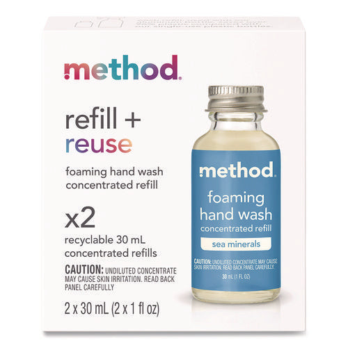 Image of Method® Refill + Reuse Foaming Hand Soap Refill, Sea Minerals, 1 oz Refill Bottle, 2/Pack