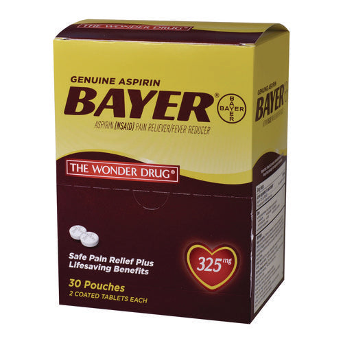 Image of Bayer® Genuine Buffered Aspirin (NSAID) Tablet, 2 Tablets/Packet, 30 Packetss/Box