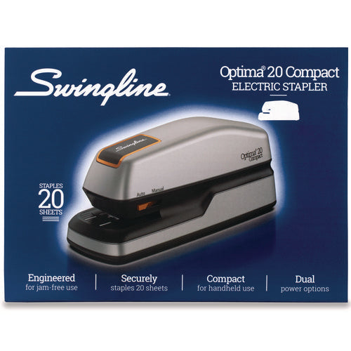 Image of Swingline® Optima Grip Electric Stapler, 20-Sheet Capacity, Black/silver