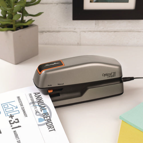 Image of Swingline® Optima Grip Electric Stapler, 20-Sheet Capacity, Black/silver
