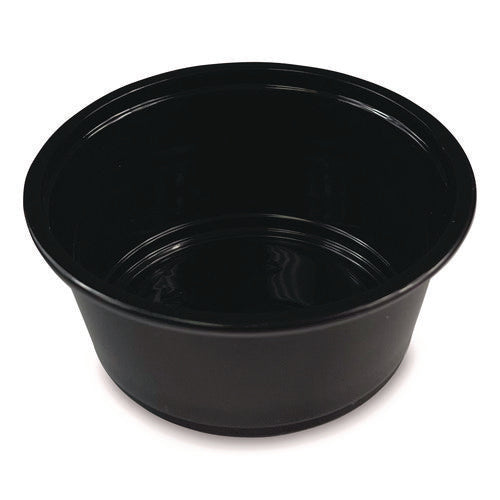 Image of Boardwalk® Souffle/Portion Cups, 3.25 oz, Plastic, Black, 2,500/Carton