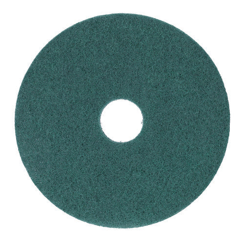 Image of Boardwalk® Heavy-Duty Scrubbing Floor Pads, 13" Diameter, Green, 5/carton