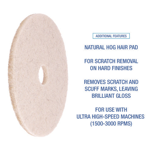 Image of Boardwalk® Natural Hog Hair Burnishing Floor Pads, 19" Diameter, Tan, 5/carton