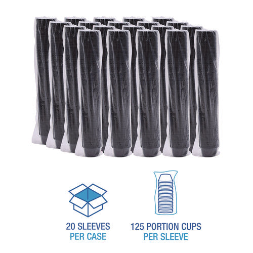 Image of Boardwalk® Souffle/Portion Cups, 1.5 oz, Plastic, Black, 2,500/Carton