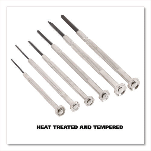 Image of Great Neck® Precision Screwdriver Set, Six-Piece, Phillips/Slotted, Assorted Lengths, Polished Steel Handles