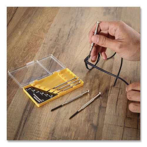 Image of Great Neck® Precision Screwdriver Set, Six-Piece, Phillips/Slotted, Assorted Lengths, Polished Steel Handles