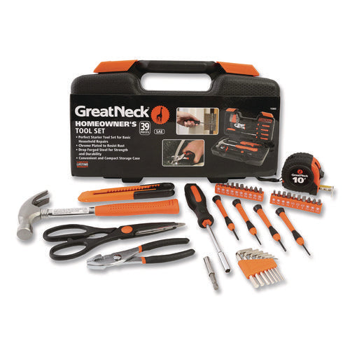 Image of Great Neck® Homeowner's 39-Piece Tool Set, 12.38" x 3" x 7.25" Carry Case