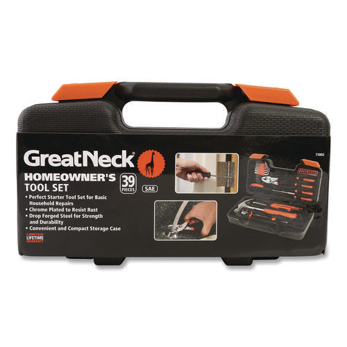 Image of Great Neck® Homeowner's 39-Piece Tool Set, 12.38" x 3" x 7.25" Carry Case