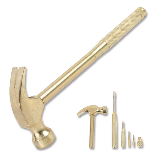 Image of Great Neck® 5-in-1 Carpenter's Hammer with Nesting Handle Containing Four Screwdrivers, 6.5" Long Gold Handle