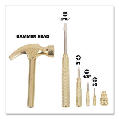 Image of Great Neck® 5-in-1 Carpenter's Hammer with Nesting Handle Containing Four Screwdrivers, 6.5" Long Gold Handle