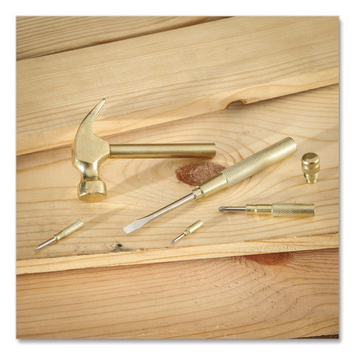 Image of Great Neck® 5-in-1 Carpenter's Hammer with Nesting Handle Containing Four Screwdrivers, 6.5" Long Gold Handle